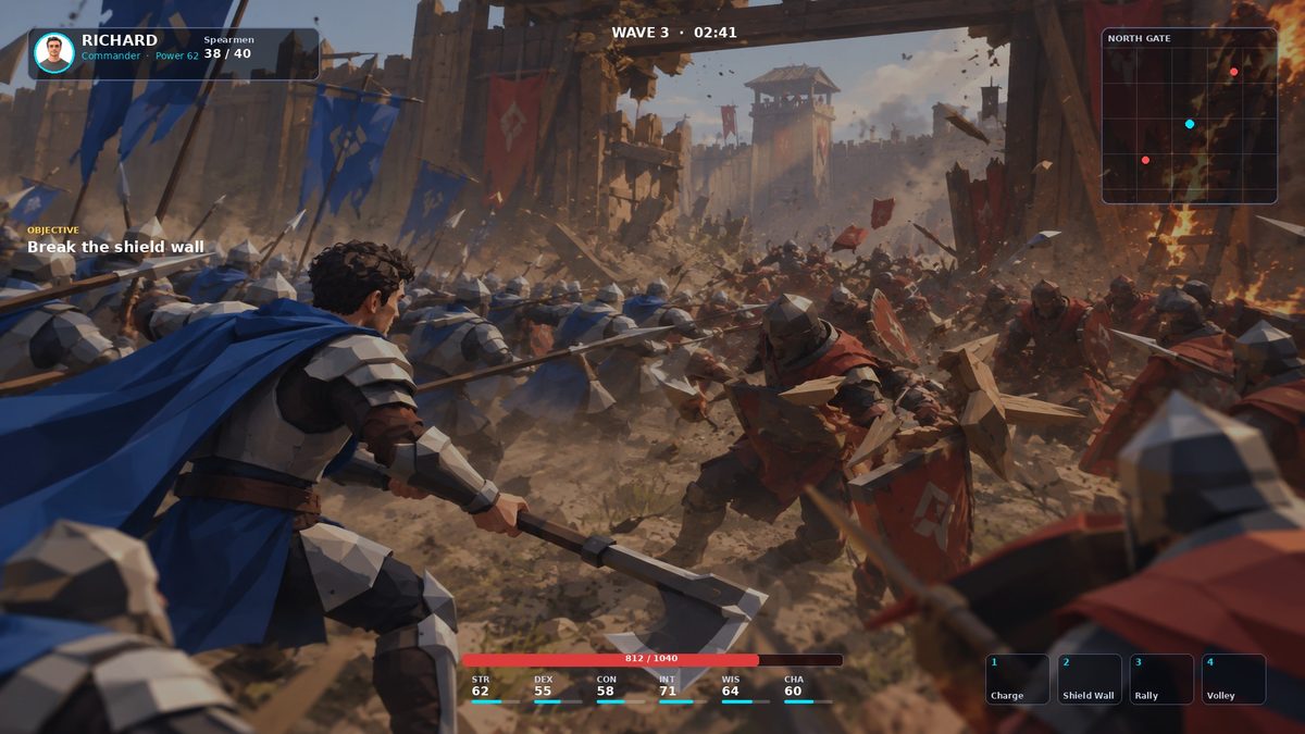 Concept art: the player leading an army